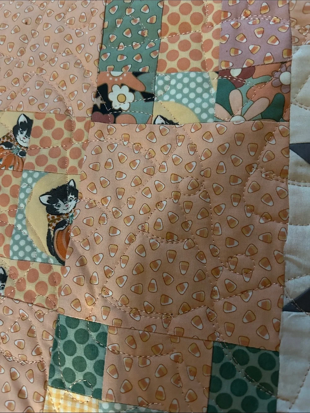 ONE OF A KIND -HANDCRAFTED Quilt CandyCorn Motif